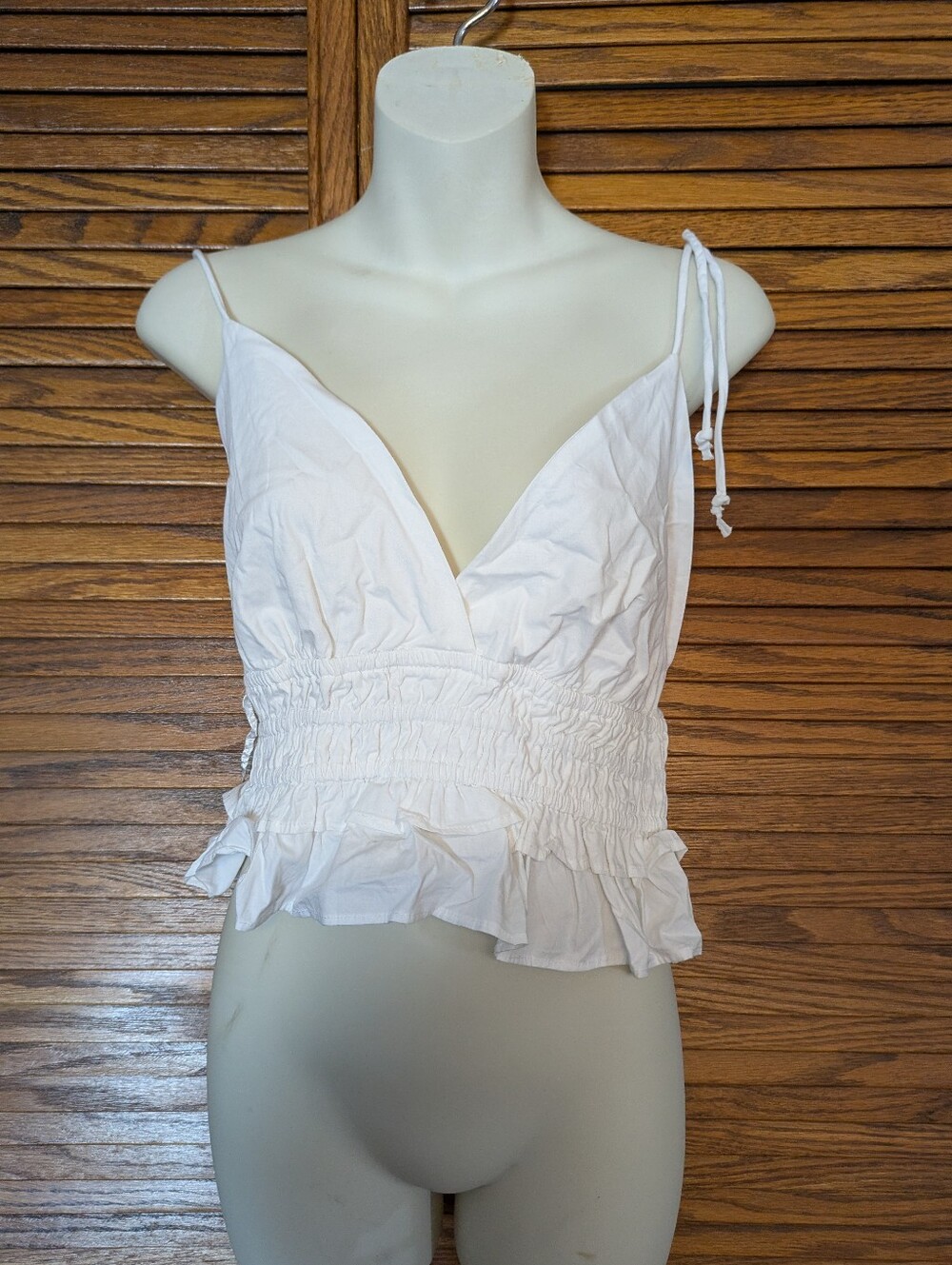 White Smocked Tie-Strap Camisole Top